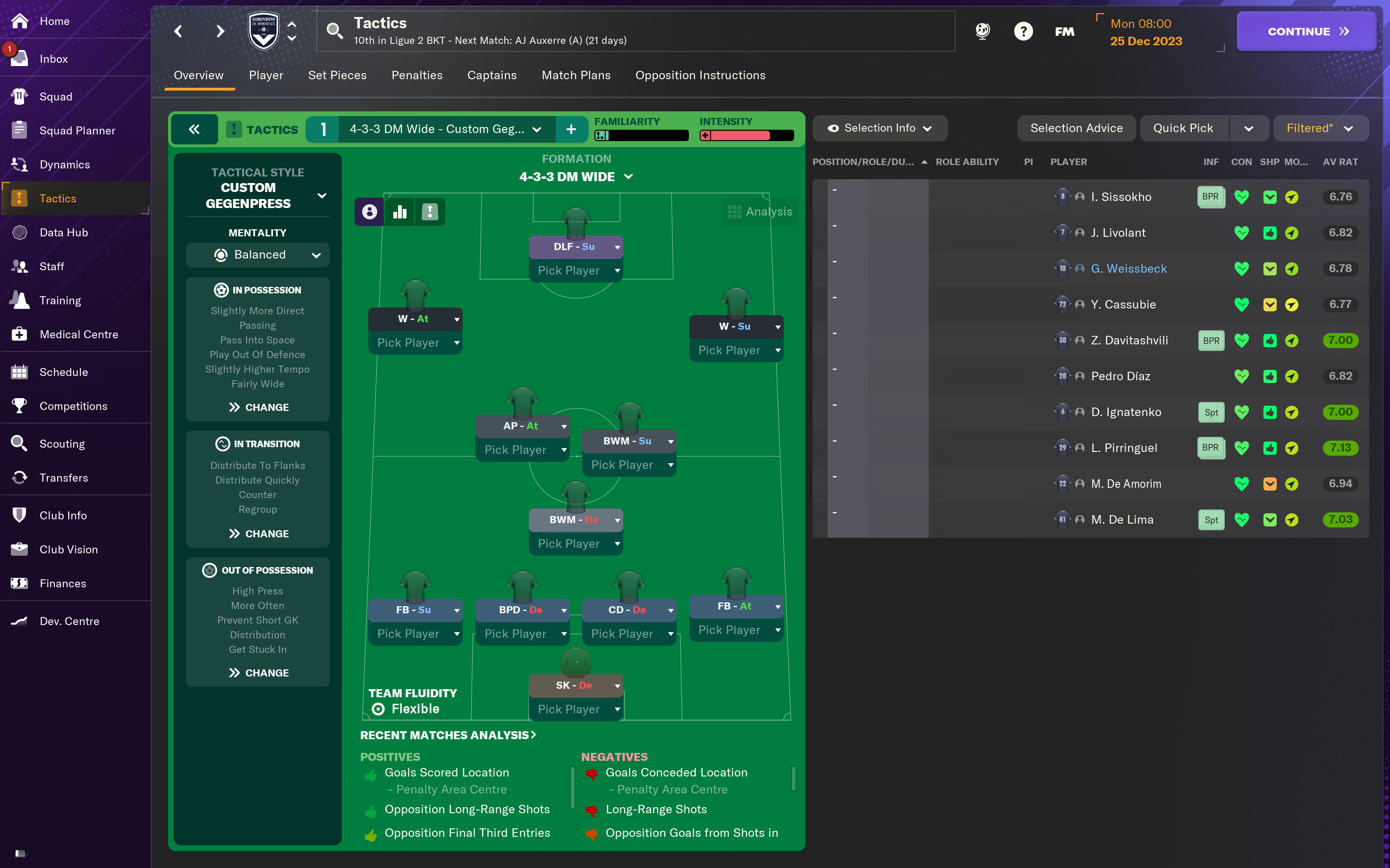 4-3-3 DM Wide tactic screenshot
