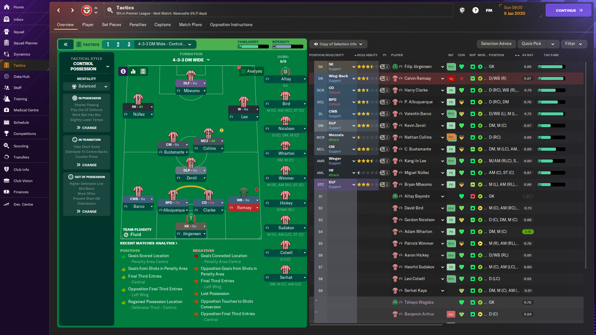 4-3-3 DM Wide tactic screenshot