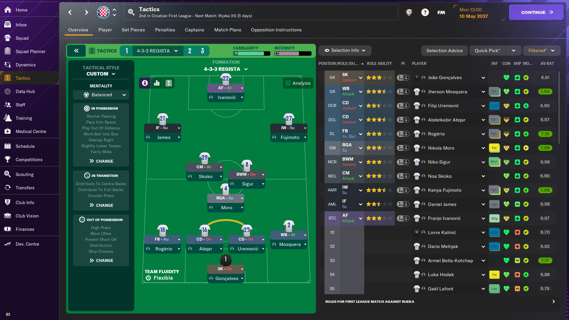 4-3-3 Regista tactic