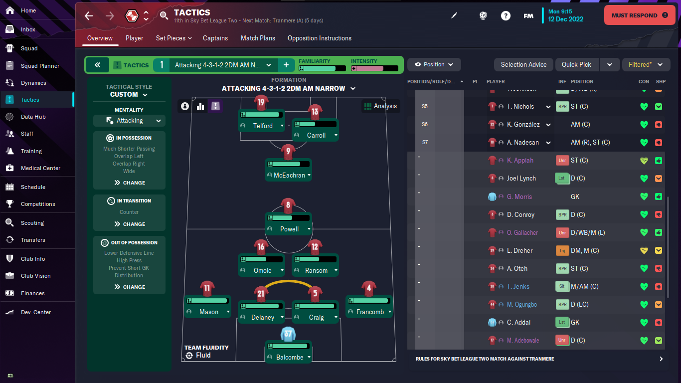 4-3-1-2 DM Narrow tactic