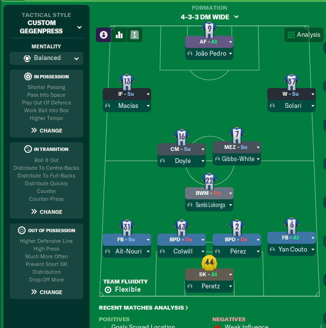 4-3-3 DM Wide tactic screenshot