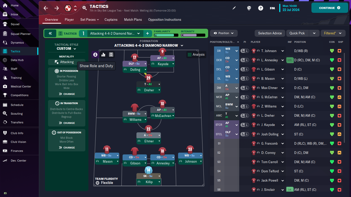 4-4-2 Diamond Narrow tactic screenshot