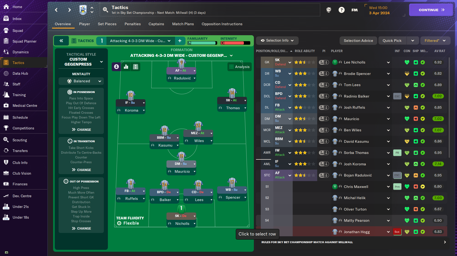 4-3-3 DM Wide tactic screenshot