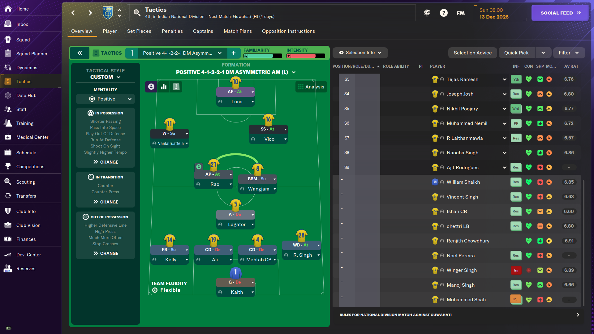4-1-2-2-1 Asymmetric tactic screenshot