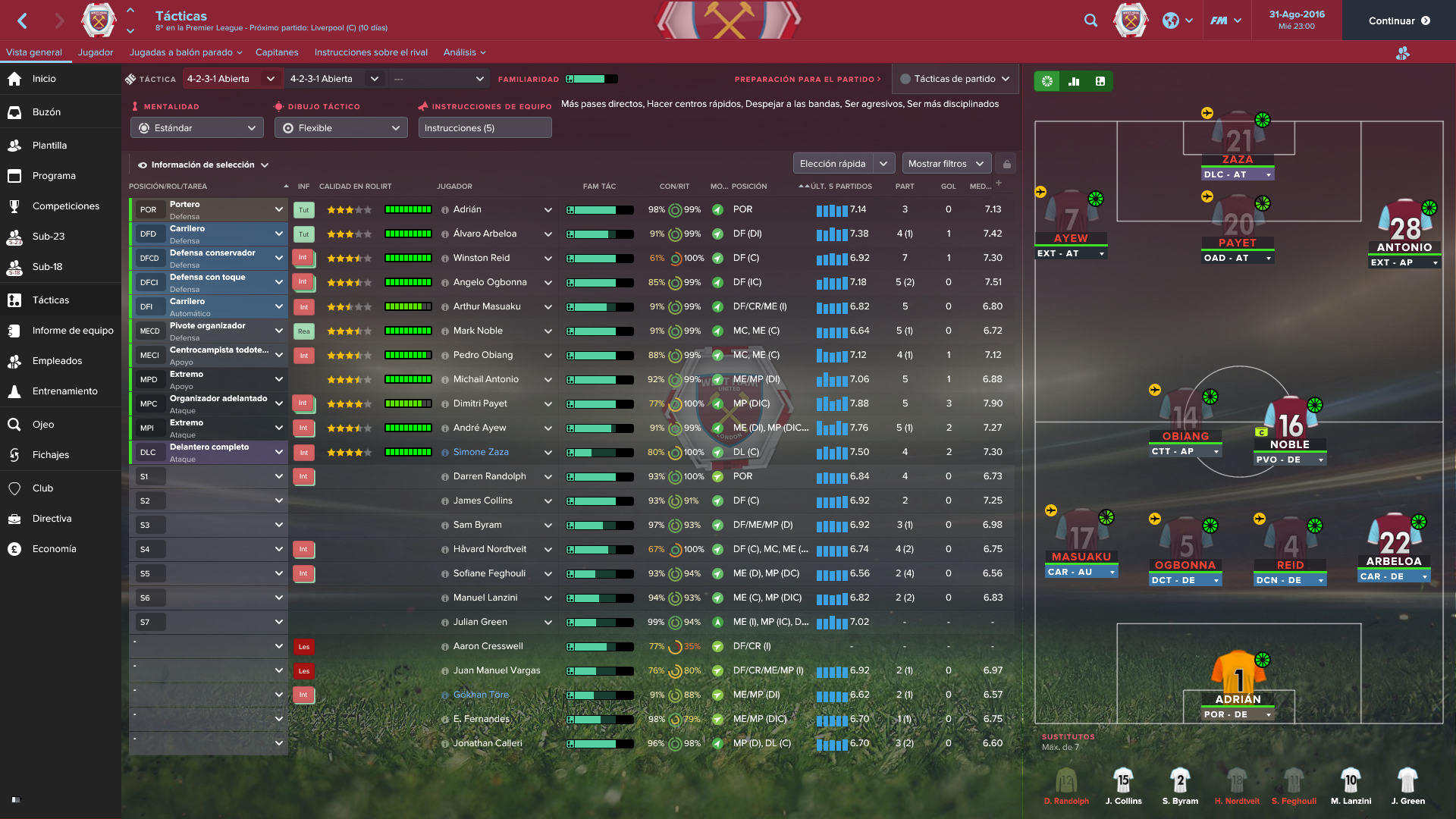 4-2-3-1 Wide tactic screenshot