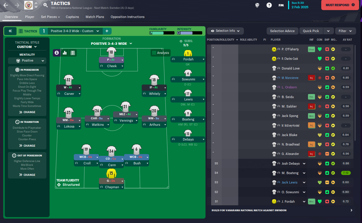 3-4-3 Wide tactic screenshot