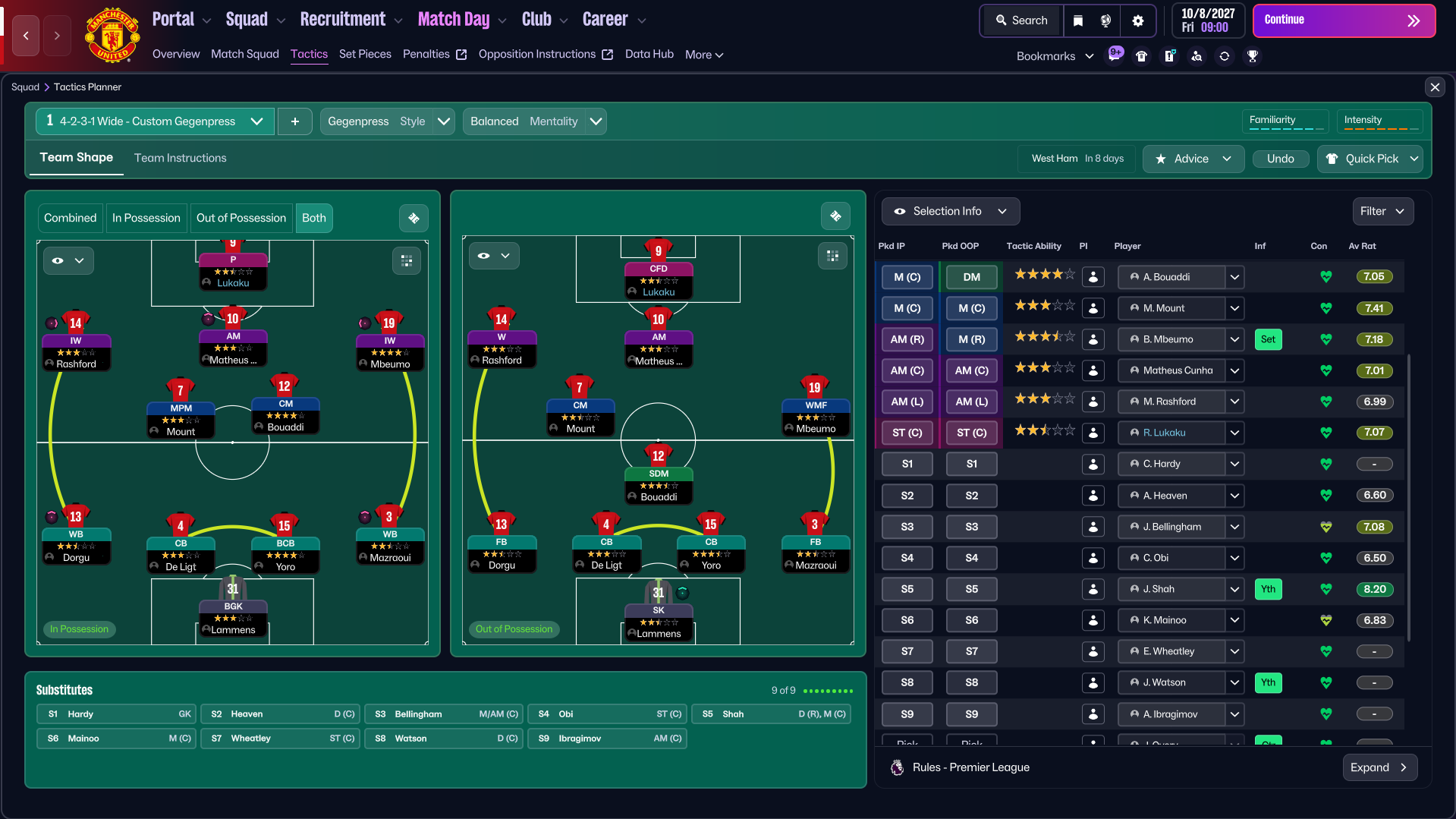 4-2-3-1 Wide tactic screenshot