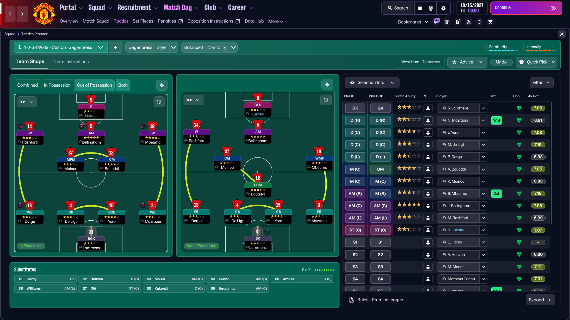 4-2-3-1 Wide tactic screenshot