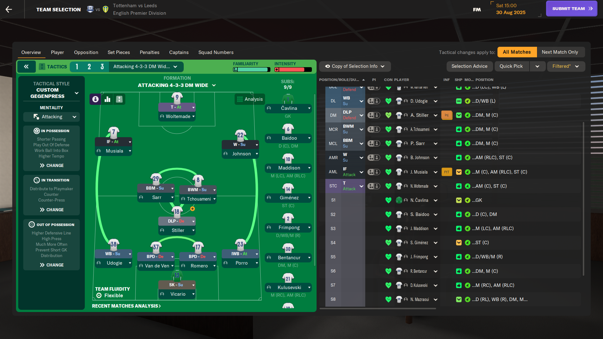 4-3-3 DM Wide tactic screenshot