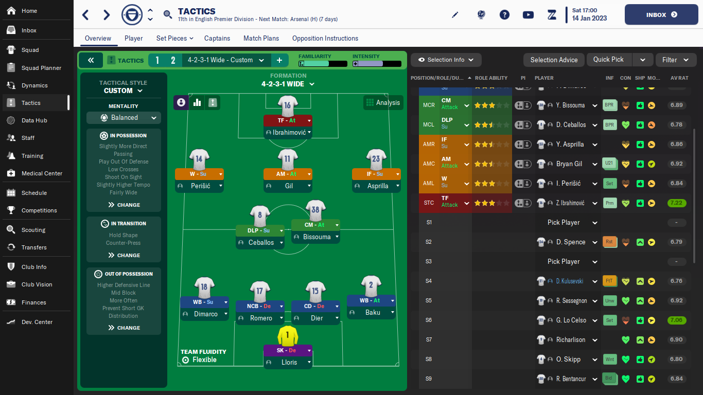 4-2-3-1 Wide tactic screenshot