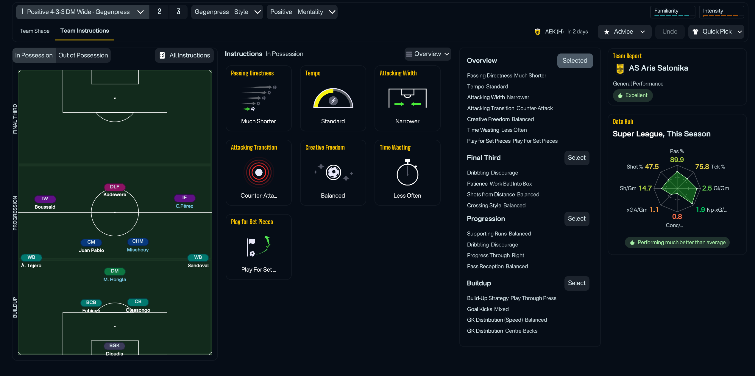 4-3-3 DM Wide tactic screenshot