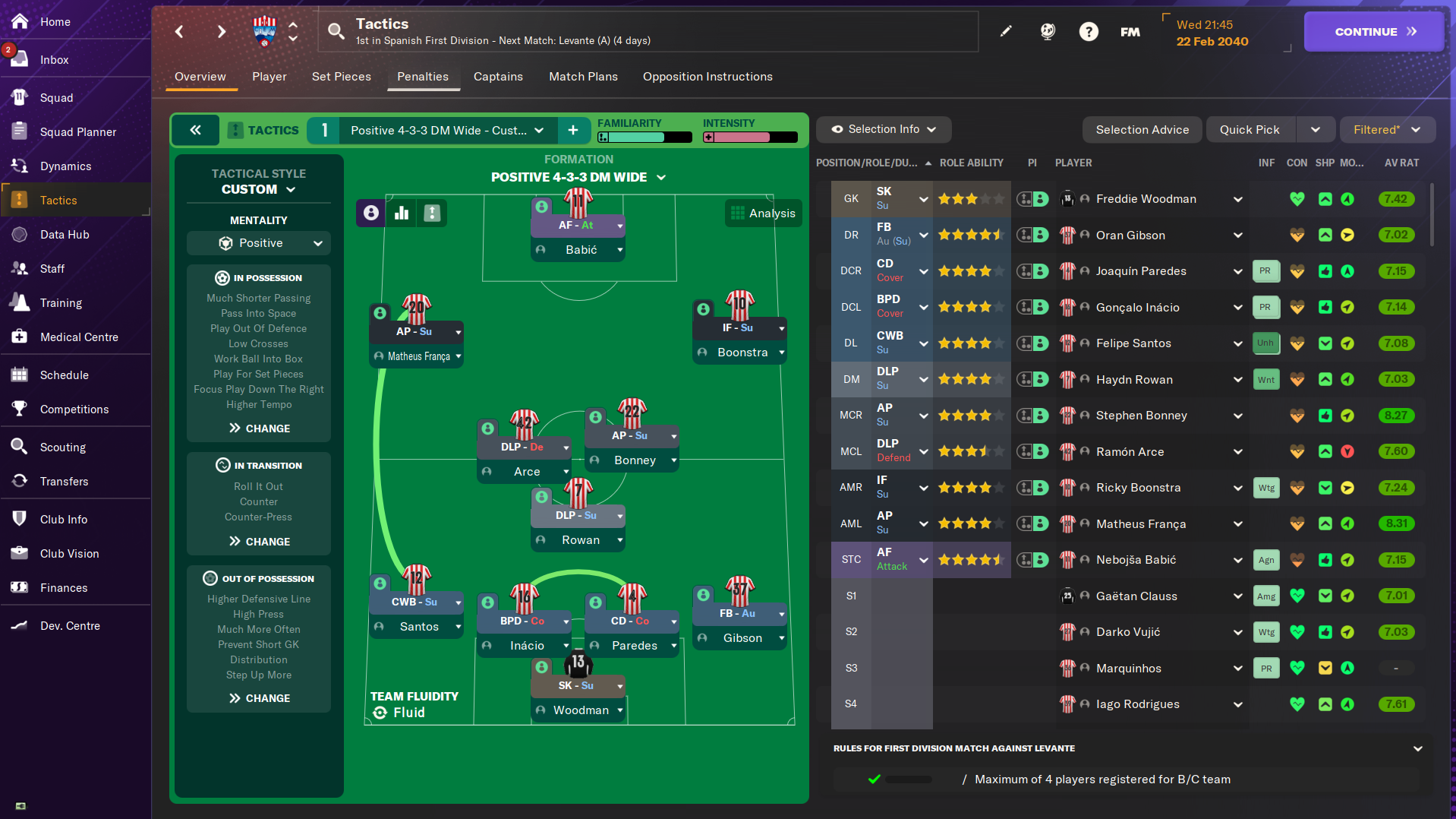 4-3-3 DM Wide tactic screenshot