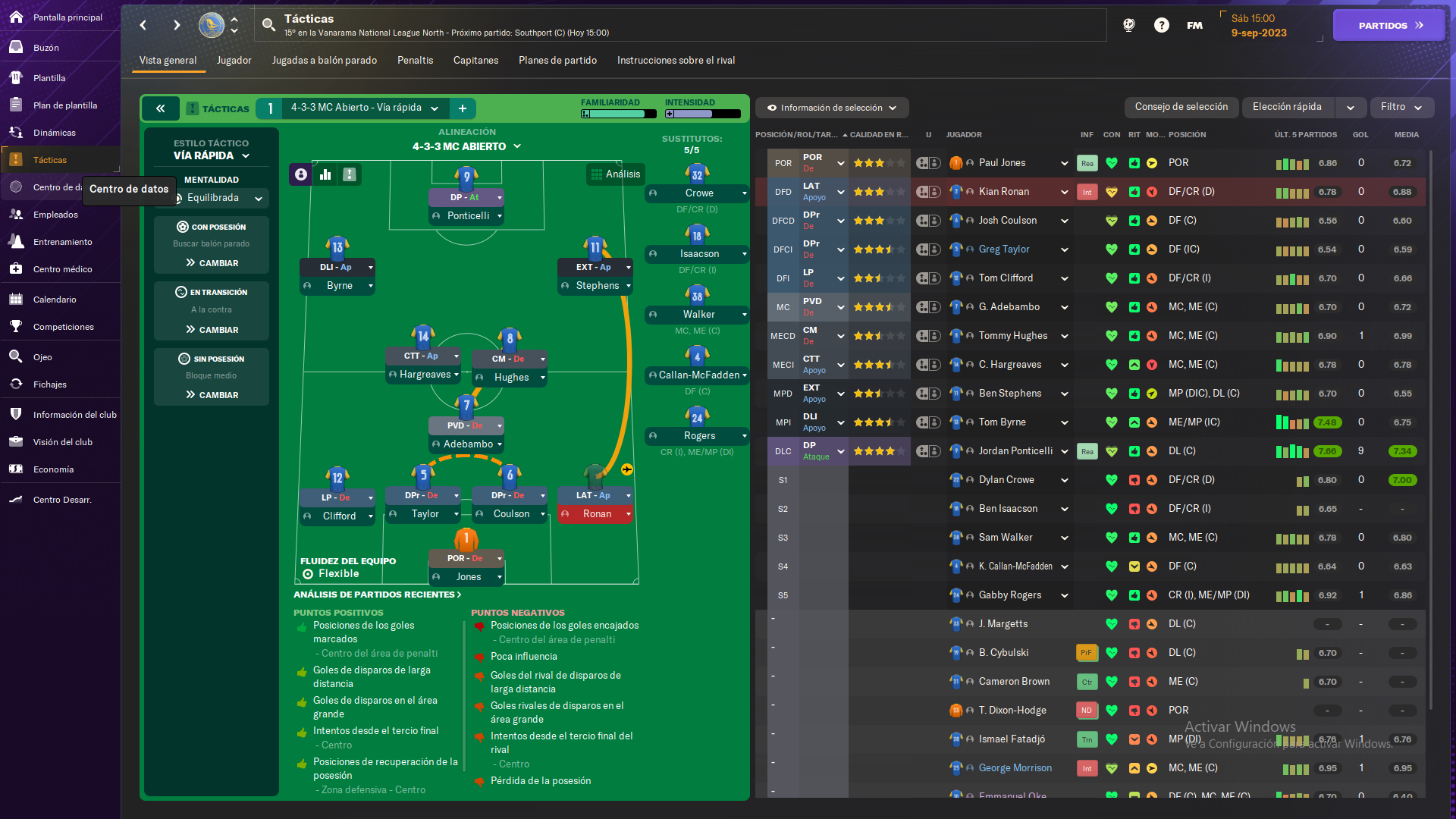 4-3-3 Abierto tactic screenshot