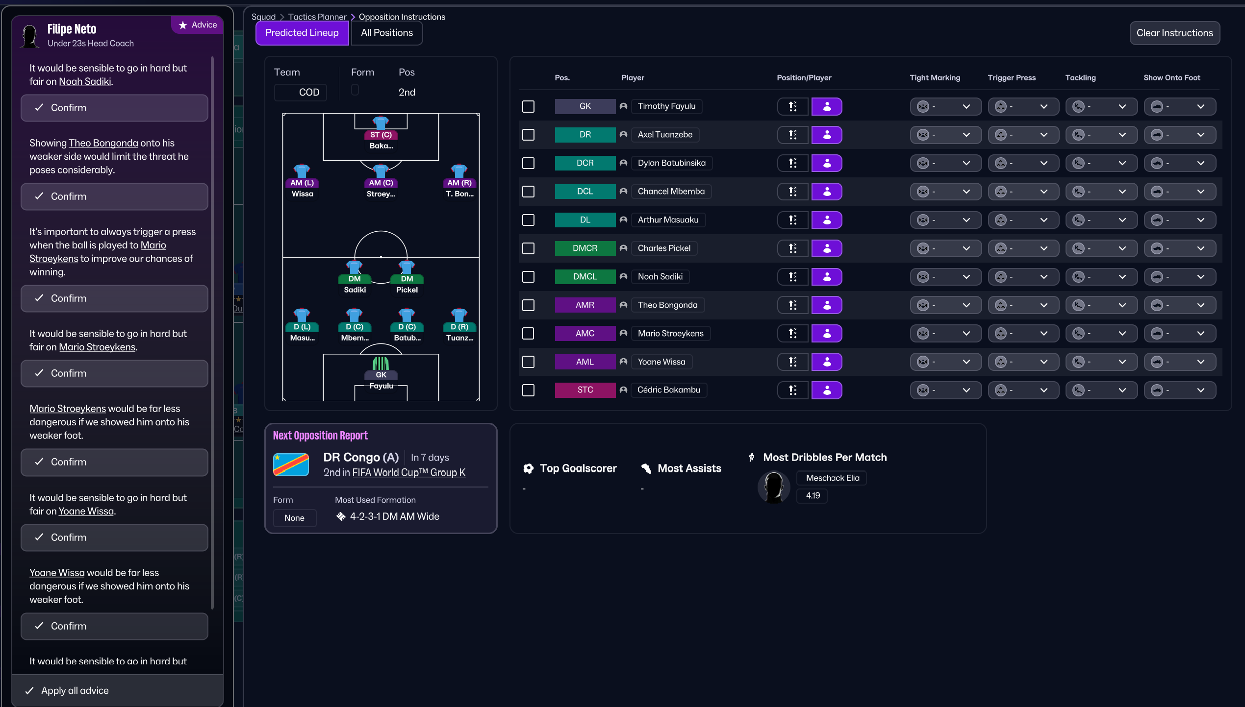 4-2-3-1 Wide tactic screenshot