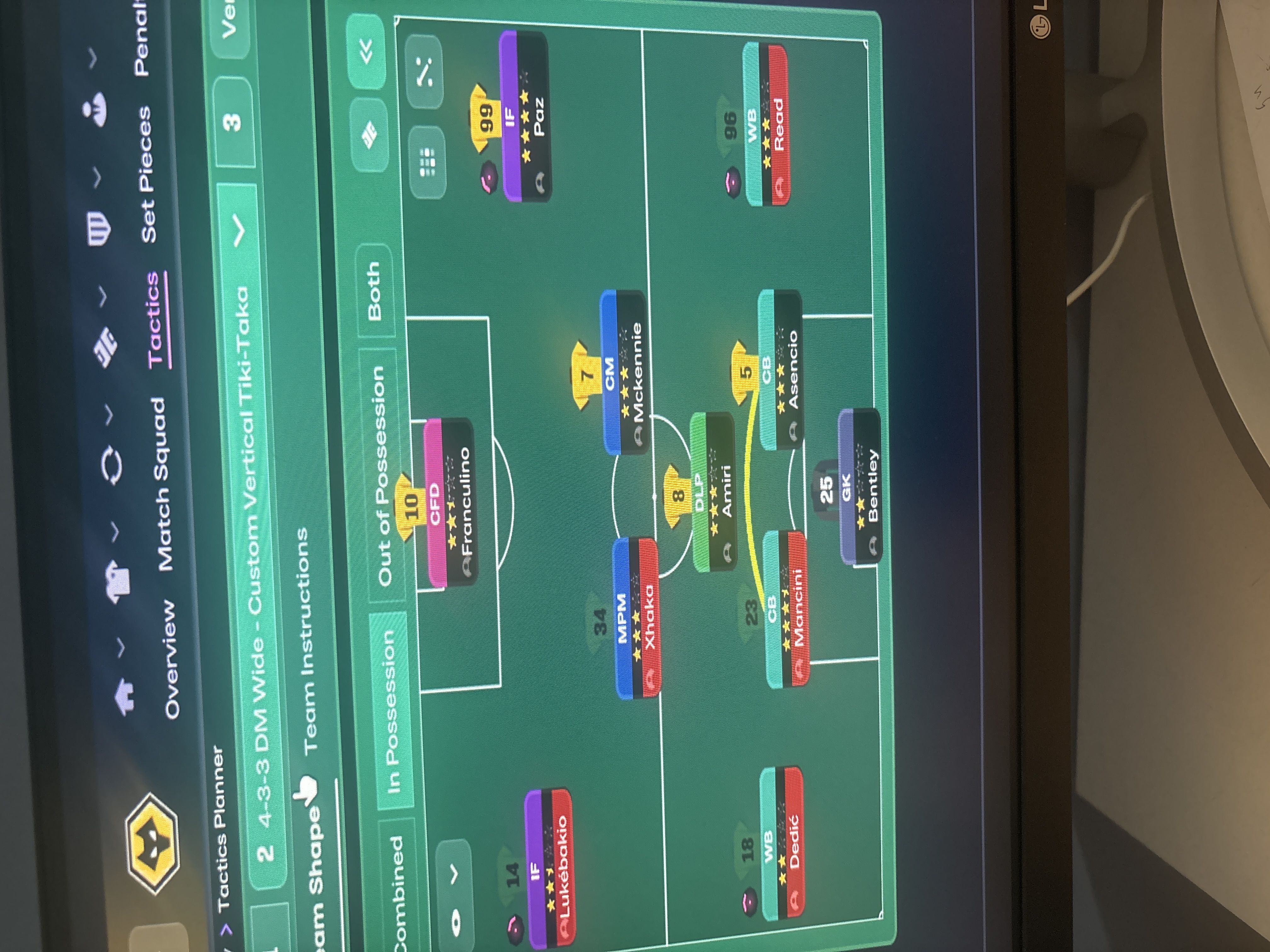 4-3-3 DM Wide tactic screenshot