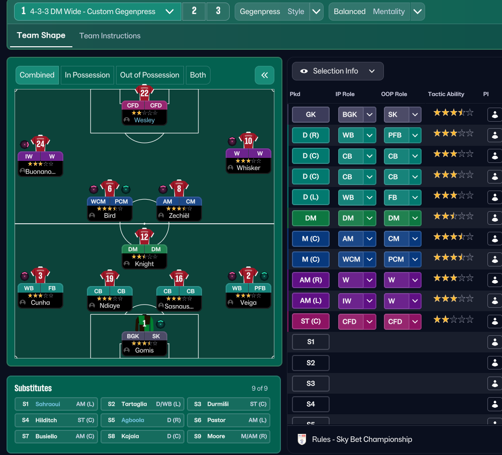 4-3-3 DM Wide tactic screenshot