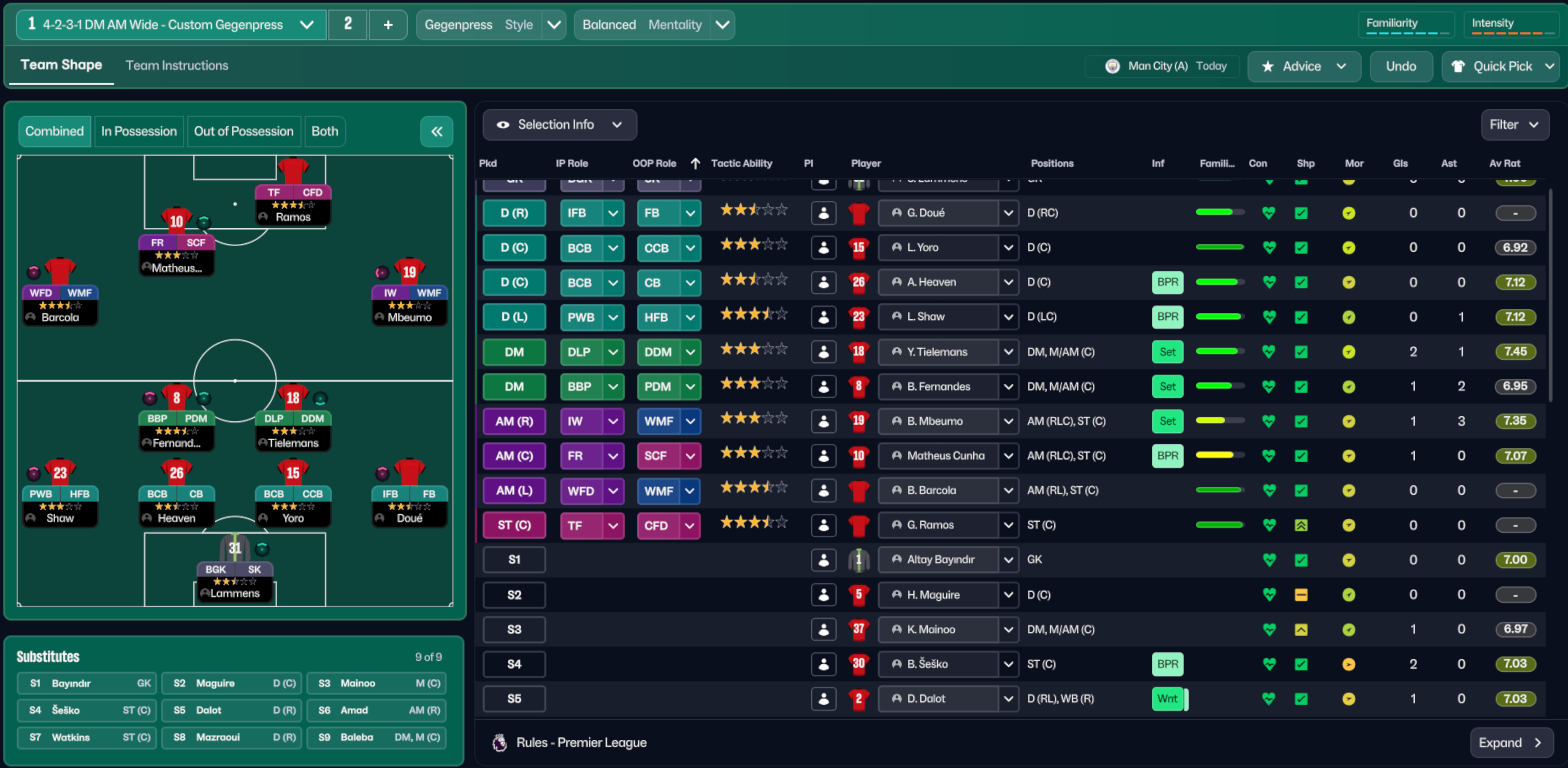 4-2-3-1 Wide tactic screenshot