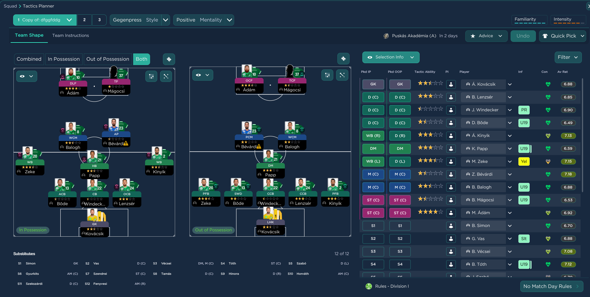 4-2-3-1 Wide tactic screenshot