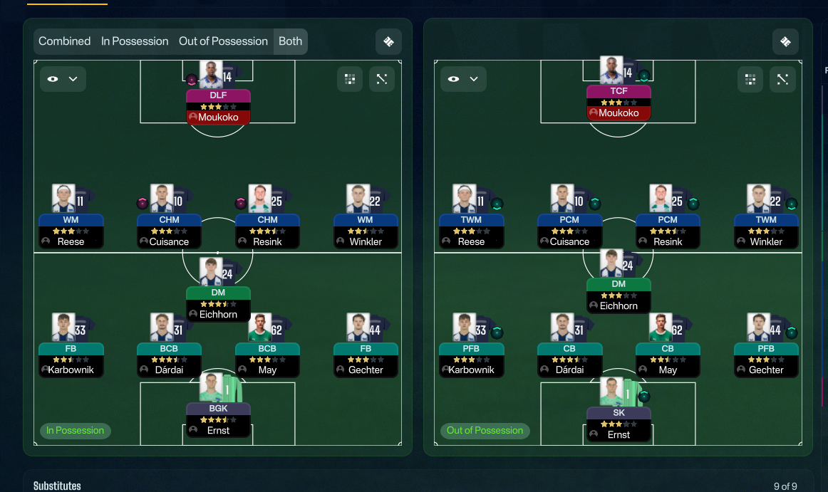 4-2-3-1 Wide tactic screenshot