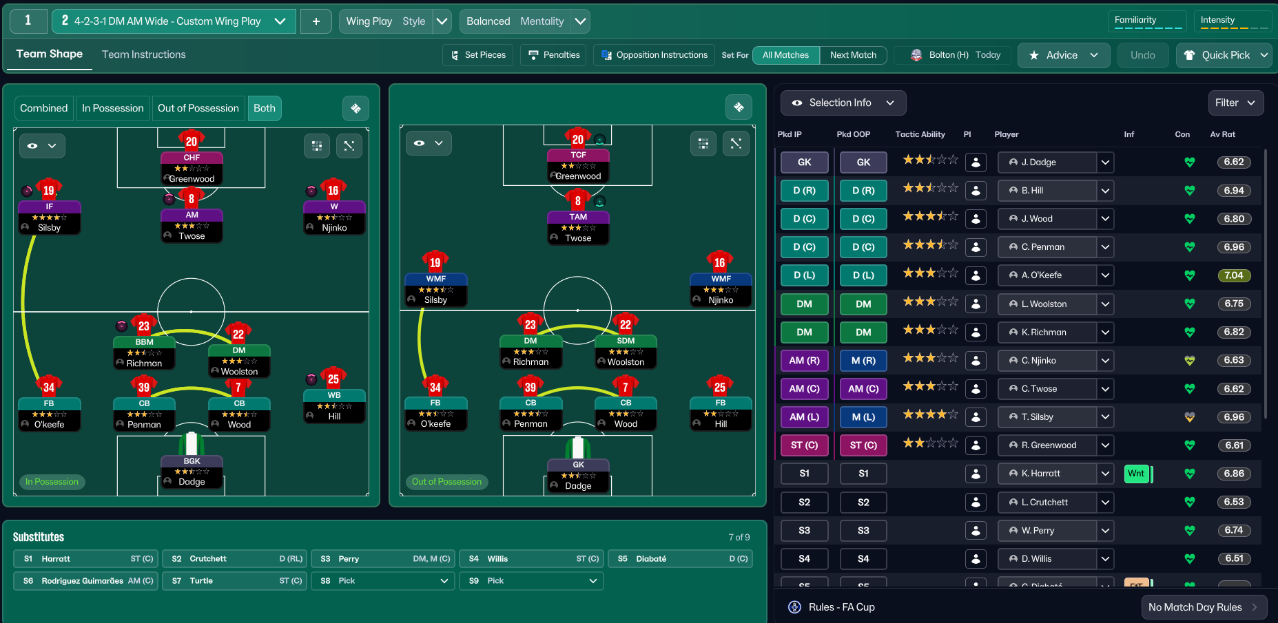 4-2-3-1 DM AM Wide tactic screenshot
