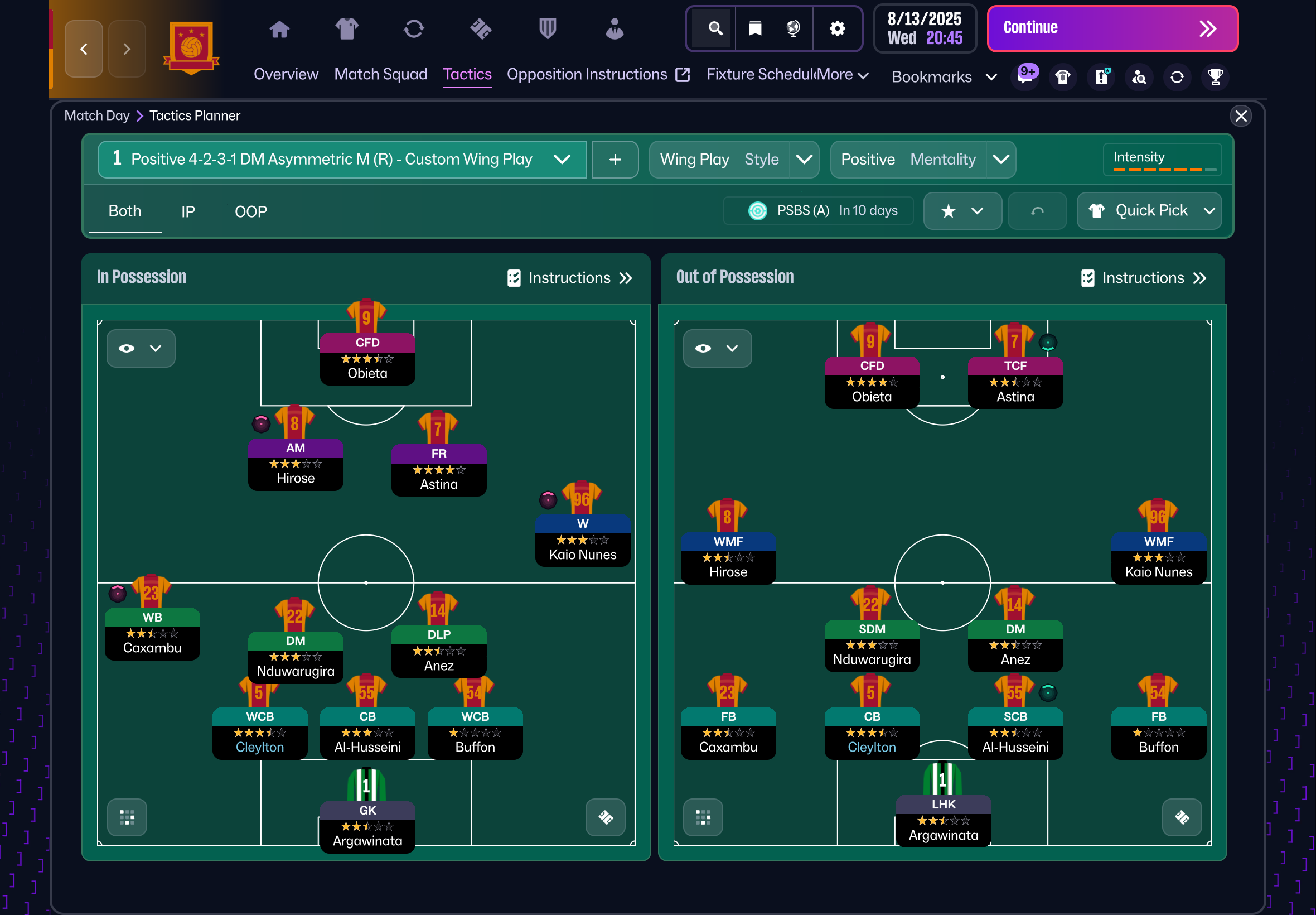 4-2-3-1 DM Asymmetric tactic screenshot